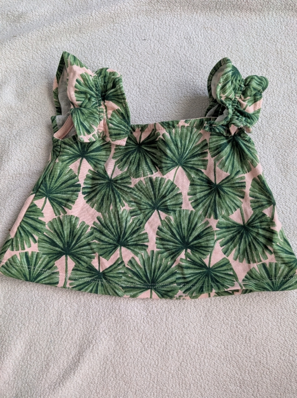 Janie and Jack Pink Tank Top with Green Palm Print